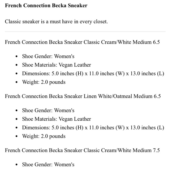 WOMEN'S FRENCH CONNECTION BECKA SNEAKERS. white leather w oatmeal cream size 6 - Picture 6 of 11